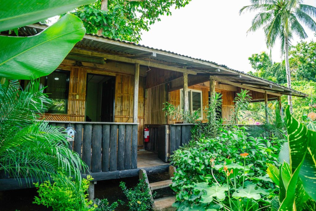 Cabin veranda overlooking the garden